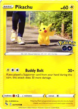 Pikachu (27) Common Pokemon GO 027/078 LP - Image 1