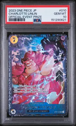 2023 ONE PIECE JAPANESE PROMOS OFFICIAL EVENT PRIZE #010 CHARLOTTE LINLIN PSA 10 - Image 1