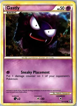 Pokemon Card - Gastly 63/102 HGSS Triumphant Common Moderately Played - Image 1