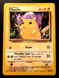 E3 Stamped Pikachu 58/102 Base Set Yellow Cheeks Pokemon Card Rare HP - Image 1