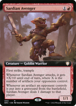 NM Extended Art Sardian Avenger, MTG, The Brothers' War Commander, Magic, 43 *D - Image 1
