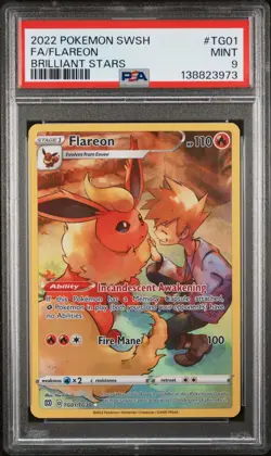 Pokemon 2022 Flareon TG01 Brilliant Stars Trainer Gallery Full Art Holo PSA 9 - Image 1