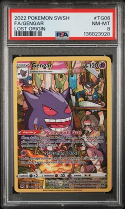 2022 POKEMON SWORD & SHIELD LOST ORIGIN #TG06 FULL ART/GENGAR PSA 8 - Image 1