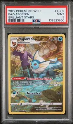 2022 POKEMON SWORD & SHIELD BRILLIANT STARS #TG02 FULL ART/VAPOREON PSA 9 - Image 1