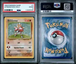 1999 Pokemon Hitmonchan Holo #7/102 Unlimited WOTC PSA 2 Good - Image 3