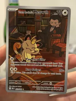 Team Rocket's Meowth 203/182 Pokemon Destined Rivals Illustration Rare NM 2025 - Image 1