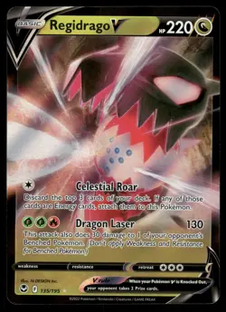 Regidrago V 135/195 Holo V Rare Silver Tempest Pokemon NM - Image 1