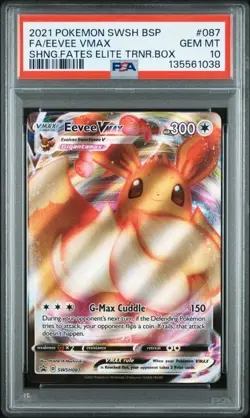 EEVEE VMAX #087 PSA 10 2021 Pokemon SWSH BSP Shining Fates Elite Trainer Box FA - Image 1
