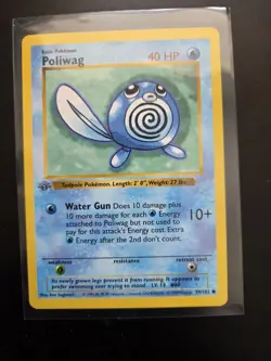 Pokemon Poliwag Base Set Shadowless 1st Edition Basic Common 059/102 40 HP 1999 - Image 1