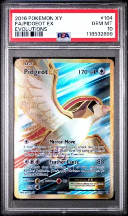 PSA 10 GEM MINT Pidgeot EX 104/108 XY Evolutions Full Art Holo Pokemon Card - Image 1