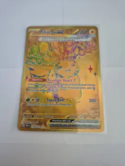 Pokemon TCG Gold Pikachu EX Prismatic Evolutions Holo Card 179/131 - Image 1