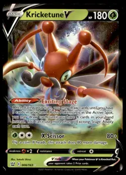 Kricketune V 006/163 Holo V Rare Battle Styles Pokemon Holo Lightly Played - Image 1