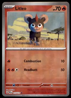 Litleo (Poke Ball Pattern) 015/131 Holo Prismatic Evolutions Pokemon Holo NM - Image 1