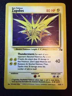 Pokemon Zapdos 15/62 Fossil Holo HP - Image 1