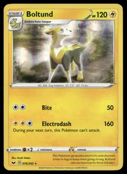 Boltund 076/202 Holo Rare Sword & Shield Pokemon Holo Lightly Played - Image 1