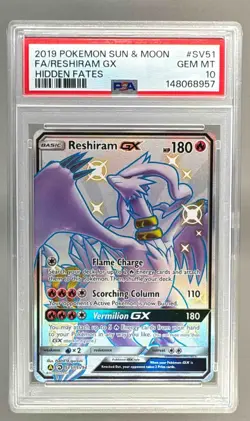 2019 Pokemon SM Hidden Fates SV51 Reshiram GX PSA 10 148068957 - Image 1