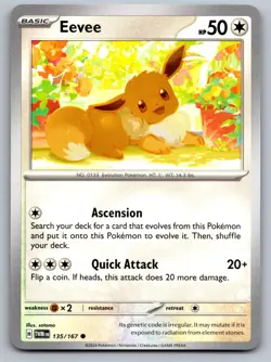 Eevee 135/167 Common Twilight Masquerade Pokemon Lightly Played - Image 1