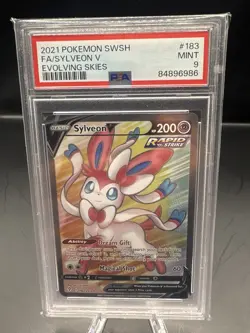 2021 Pokemon SWSH Sylveon V Full Art 183/203 Evolving Skies PSA 9 Mint - Image 1