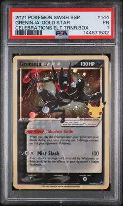2021 POKEMON SWSH BLACK STAR PROMO #144 GRENINJA-GOLD STAR PSA 1 - Image 1