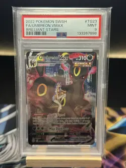2022 POKEMON SWORD & SHIELD BRILLIANT STARS #TG23 FULL ART/UMBREON VMAX PSA 9 - Image 1