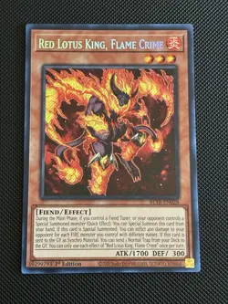 Yugioh! Red Lotus King, Flame Crime BLTR-EN028 1st Edition Secret Rare NM - Image 1