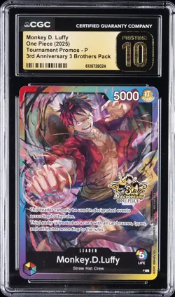 2025 ONE PIECE PROMOS 3RD ANNIVERSARY TOURNAMENT MONKEY D. LUFFY CGC 10 PERFECT - Image 1