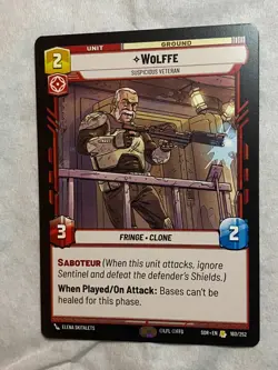 STAR WARS UNLIMITED TCG SoR WOLFFE Rare Card NM - Image 1