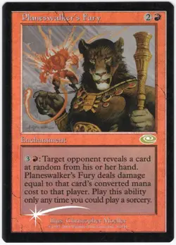 Planeswalker's Fury 2001 Planeshift FOIL Red Rare Enchantment MTG NM AZ1 - Image 1