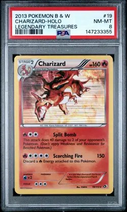 2013 POKEMON BLACK & WHITE LEGENDARY TREASURES #19 CHARIZARD-HOLO PSA 8 - Image 1
