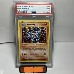 POKEMON XY Trading Card 2016 MACHAMP - HOLO #59/108 EVOLUTIONS graded PSA MINT 9 - Image 1
