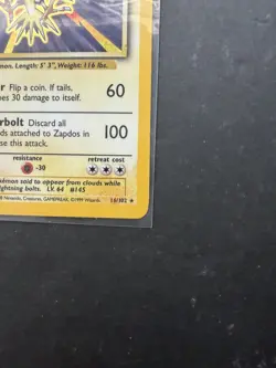 POKEMON HOLO ZAPDOS 1999 BASIC 16/102 - Image 5