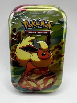 Pokemon Prismatic Evolutions Flareon Mini Tin Sealed New - Image 1