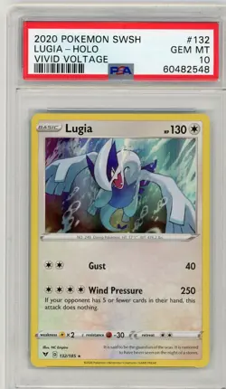 2020 POKEMON SWORD & SHIELD VIVID VOLTAGE - #132 LUGIA - HOLO - PSA 10 GEM MT - Image 1