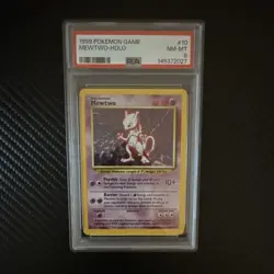 Pokemon TCG Base Set Mewtwo Holo Rare 10/102 1999 English PSA 8 - Image 1