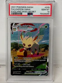 Pokemon Leafeon VMAX Evolving Skies Secret Rare Full Alt Art #205 PSA 10 - Image 1
