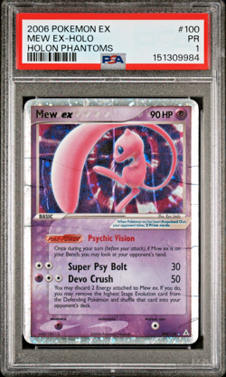 HUGE SWIRLS PSA 1 PR 2006 Pokemon EX Holon Phantoms Mew EX Holo Foil 100/110 - Image 1
