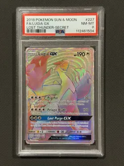 Pokemon TCG Lugia GX Full Art Holo Sm-Lost Thunder PSA 8 2018 227/214 - Image 1
