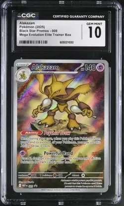 Alakazam MEP 009 Black Star Promo English Mint Pokemon CGC 10 Mega Evolution - Image 1