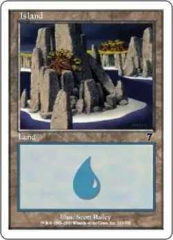 1x Island (332) - Foil Heavy Play, English 7th Edition MTG Magic - Image 1