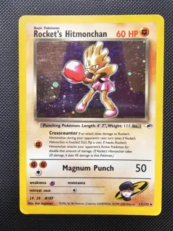 Rocket's Hitmonchan Gym Heroes Holo Rare 11/132 Pokemon WOTC Vintage - Image 1