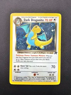 Dark Dragonite Team Rocket Holo Rare 5/82 Pokemon WOTC Vintage Swirl - Image 1