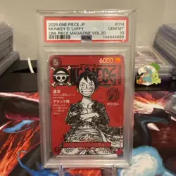 ONE PIECE MONKEY D. LUFFY 2025 JPN PROMOS #014 MAGAZINE VOL.20 PSA 10 - Image 1