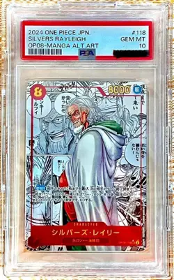 PSA 10 Rayleigh OP08-118 Manga Alt Art SEC Two Legends ONE PIECE Card Japanese - Image 1