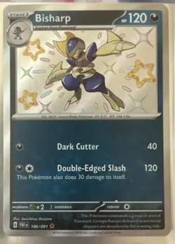 Bisharp 186/091 SV Paldean Fates Shiny Rare Pokemon TCG Card Near Mint - Image 1