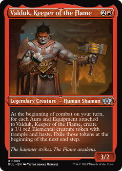 Valduk, Keeper of the Flame (Foil Etched) [Multiverse Legends] Magic MTG - Image 1