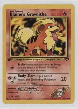 Blaine's Growlithe 1st Ed. Pokemon Gym Challenge #62 2000 - Image 1