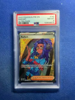2025 POKEMON PRE EN-PRISMATIC EVOLUTIONS ULTRA RARE #142 RAIFORT PSA 8 - Image 1