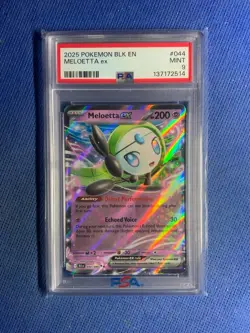 2025 POKEMON BLK EN-BLACK BOLT #044 MELOETTA EX PSA 9 - Image 1