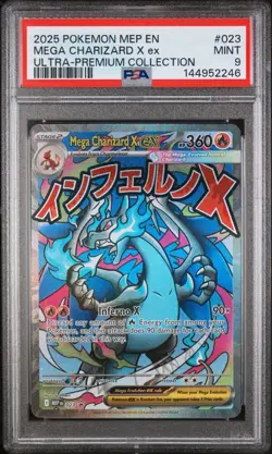 PSA 9 2025 POKEMON MEP EN PROMO 023 MEGA CHARIZARD X EX UPC - Image 1