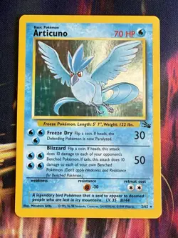 Articuno NM LP Unlimited Fossil Holo Rare 2 Pokemon Vintage WoTC Wizards 1999 - Image 2